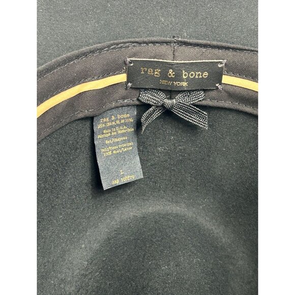 Rag & Bone Women's Leather Trim Felted Wool Fedora Hat in Black - Sz L - Picture 4 of 6